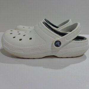 Crocs Unisex Dual Comfort Fleece Lined White Clog Shoe Size Men’s‎ 5 Women’s 7